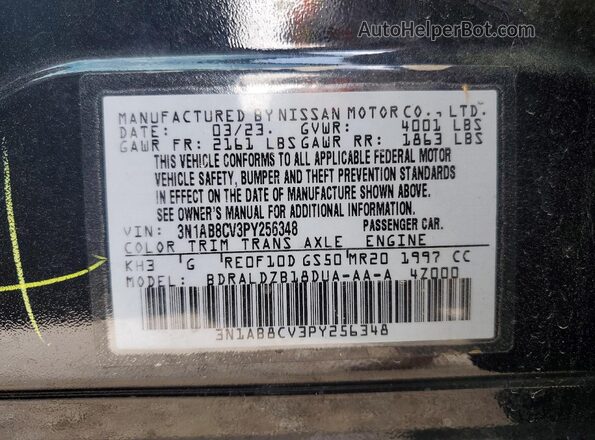 3N1AB8CV3PY256348 2023 NISSAN SENTRA Black 