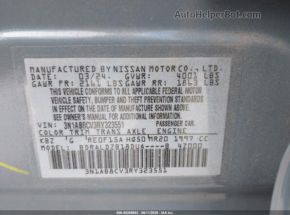 3N1AB8CV3RY323551 2024 NISSAN SENTRA Green Vista del compartimento del motor