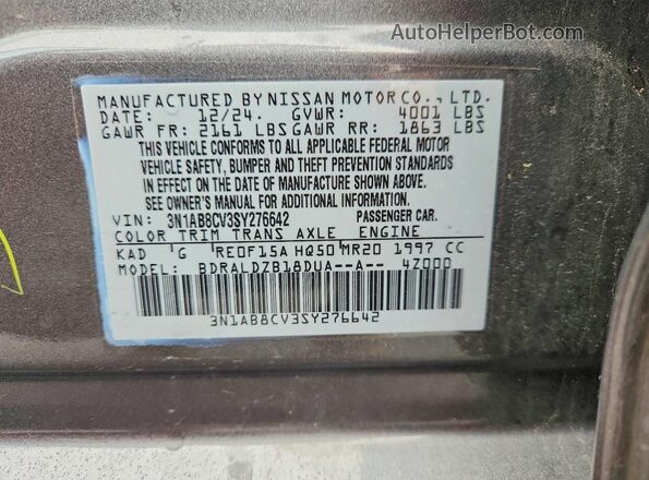 3N1AB8CV3SY276642 2025 NISSAN SENTRA Gray ძრავის განყოფილების ხედი