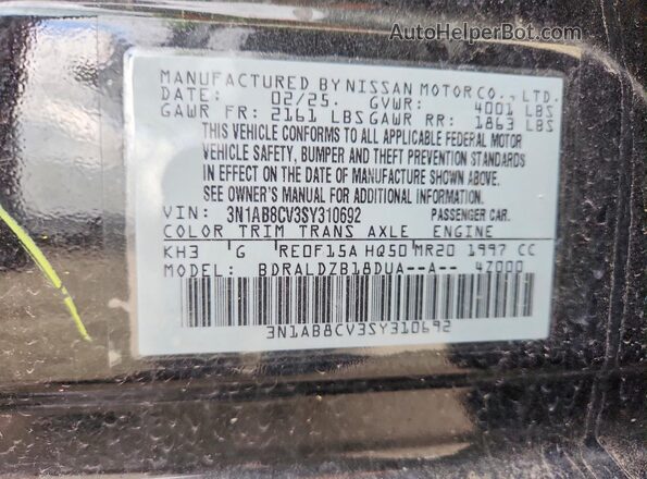 3N1AB8CV3SY310692 2025 NISSAN SENTRA Black 