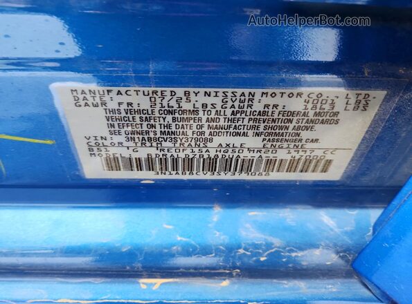 3N1AB8CV3SY379088 2025 NISSAN SENTRA Blue Вид підкапотного простору