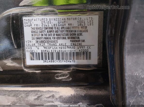 3N1AB8CV3SY404670 2025 NISSAN SENTRA Black Շարժիչի բաժամունքի տեսք