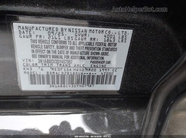 3N1AB8CV3SY407987 2025 NISSAN SENTRA Черный Вид подкапотного пространства