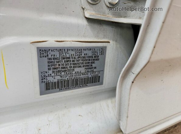 3N1AB8CV4MY263126 2021 NISSAN SENTRA White Вид підкапотного простору