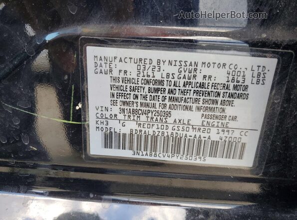 3N1AB8CV4PY250395 2023 NISSAN SENTRA Black Շարժիչի բաժամունքի տեսք