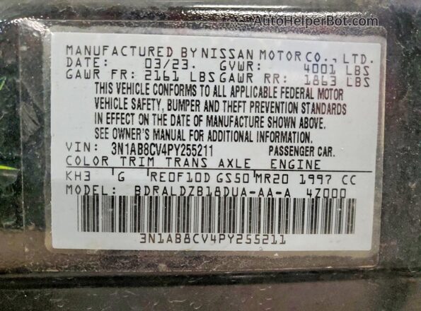 3N1AB8CV4PY255211 2023 NISSAN SENTRA Black 
