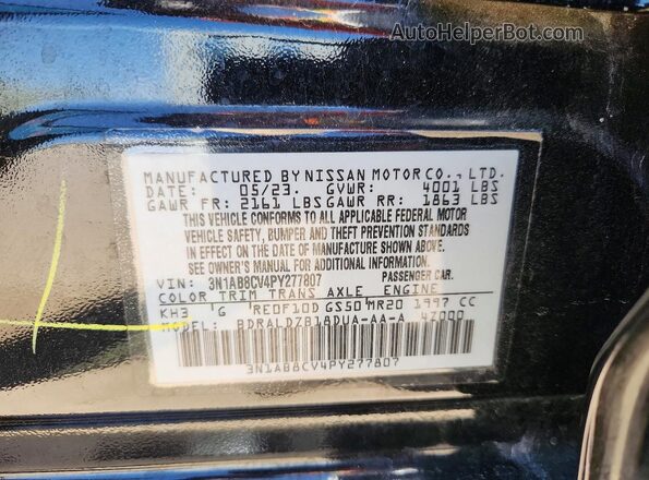 3N1AB8CV4PY277807 2023 NISSAN SENTRA Черный Вид наклейки с VIN-кодом