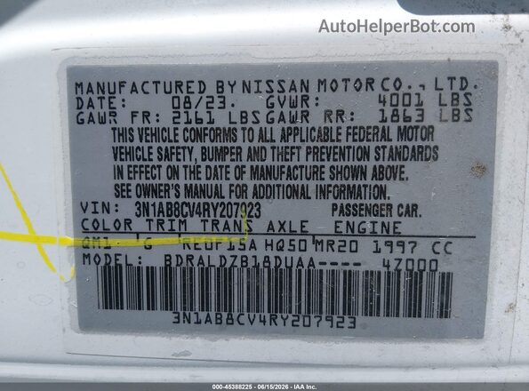 3N1AB8CV4RY207923 2024 NISSAN SENTRA Белый 