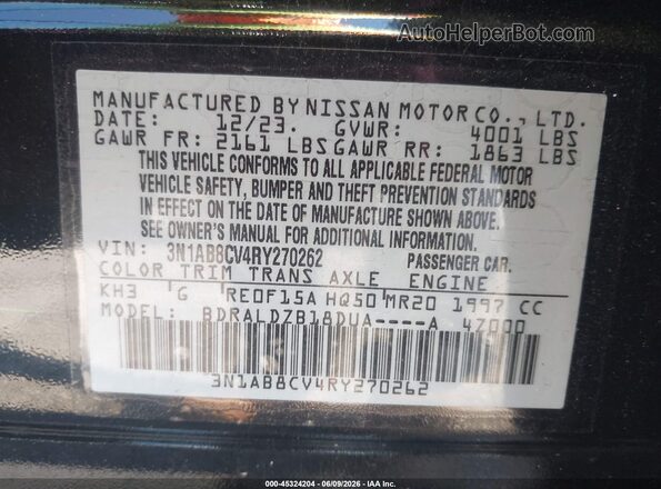 3N1AB8CV4RY270262 2024 NISSAN SENTRA Black ძრავის განყოფილების ხედი