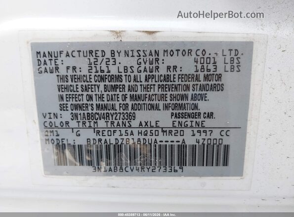 3N1AB8CV4RY273369 2024 NISSAN SENTRA White Շարժիչի բաժամունքի տեսք