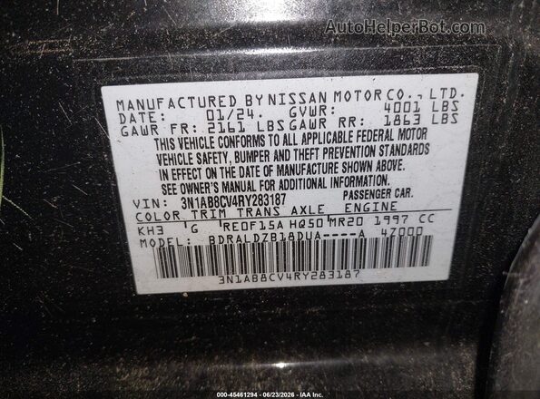 3N1AB8CV4RY283187 2024 NISSAN SENTRA Black ძრავის განყოფილების ხედი