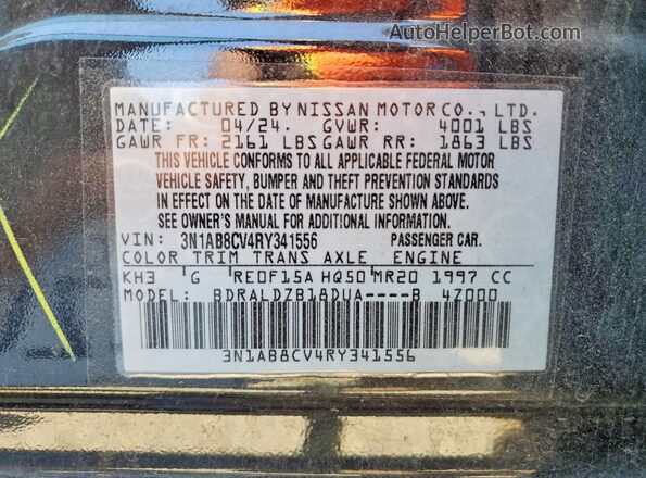 3N1AB8CV4RY341556 2024 NISSAN SENTRA Черный 