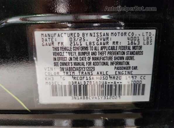 3N1AB8CV4SY312029 2025 NISSAN SENTRA Black 