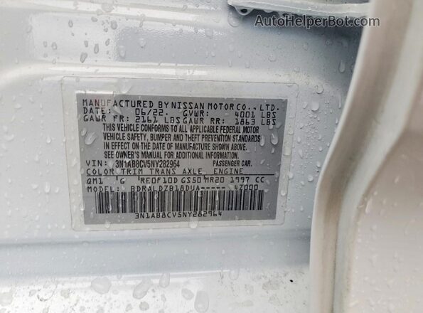 3N1AB8CV5NY282964 2022 NISSAN SENTRA White Vista de la etiqueta del VIN