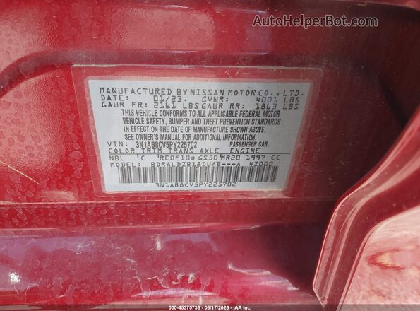 3N1AB8CV5PY225702 2023 NISSAN SENTRA Красный Вид подкапотного пространства