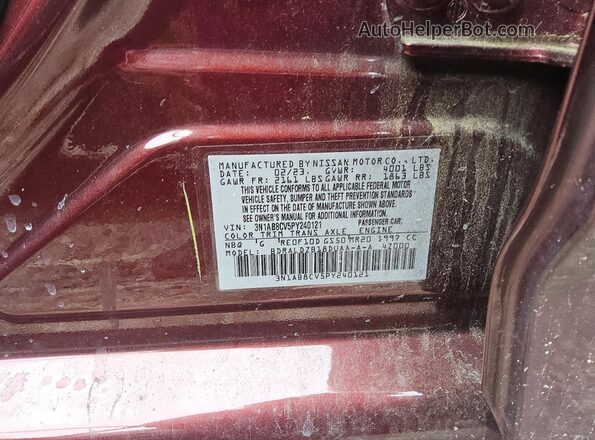 3N1AB8CV5PY240121 2023 NISSAN SENTRA Red 