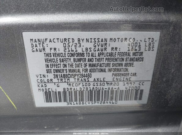 3N1AB8CV5PY284460 2023 NISSAN SENTRA Gray Engine compartment view