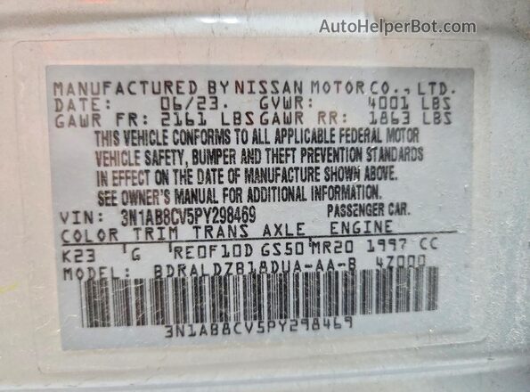 3N1AB8CV5PY298469 2023 NISSAN SENTRA Silver Widok naklejki z numerem VIN