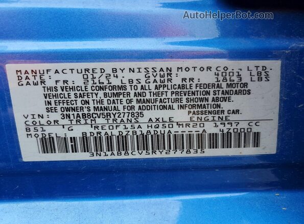 3N1AB8CV5RY277835 2024 NISSAN SENTRA Blue 