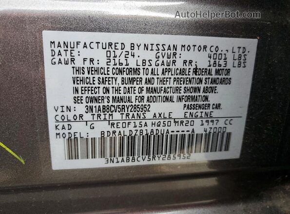 3N1AB8CV5RY285952 2024 NISSAN SENTRA Gray Engine compartment view