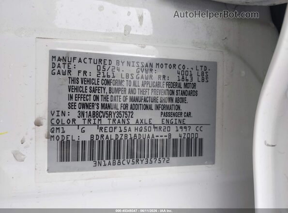 3N1AB8CV5RY357572 2024 NISSAN SENTRA Белый Вид подкапотного пространства