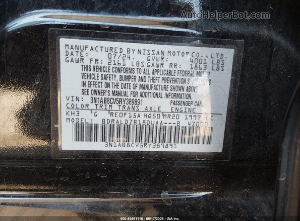 3N1AB8CV5RY389891 2024 NISSAN SENTRA Black Engine compartment view