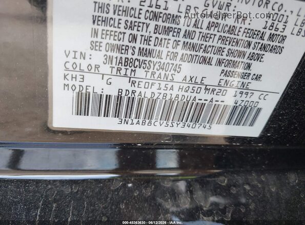 3N1AB8CV5SY340745 2025 NISSAN SENTRA Черный Вид подкапотного пространства