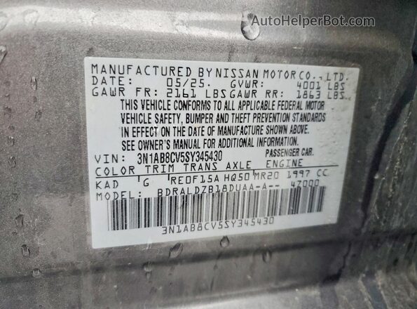 3N1AB8CV5SY345430 2025 NISSAN SENTRA Gray 