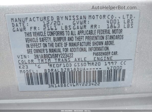 3N1AB8CV6MY223422 2021 NISSAN SENTRA Gray Vista del compartimento del motor