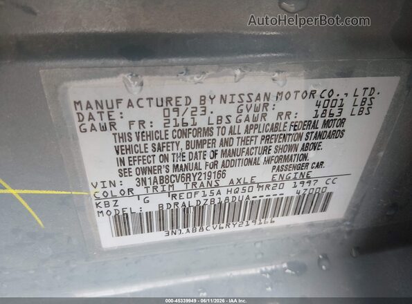 3N1AB8CV6RY219166 2024 NISSAN SENTRA Blue ძრავის განყოფილების ხედი