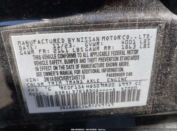 3N1AB8CV6RY249719 2024 NISSAN SENTRA Черный Вид подкапотного пространства