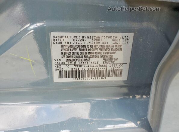 3N1AB8CV6RY331563 2024 NISSAN SENTRA Blue Engine compartment view