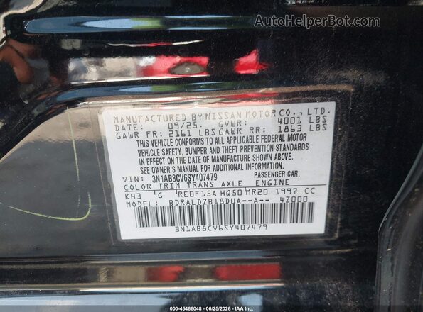3N1AB8CV6SY407479 2025 NISSAN SENTRA Black Engine compartment view