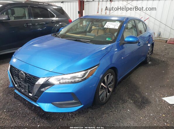 3N1AB8CV7LY252782 2020 NISSAN SENTRA Blue Առջևի ձախ երեք քառորդ տեսարան