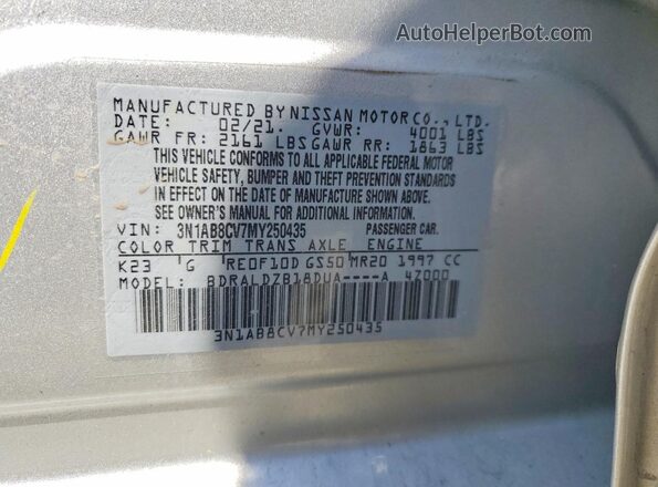 3N1AB8CV7MY250435 2021 NISSAN SENTRA Silver Engine compartment view