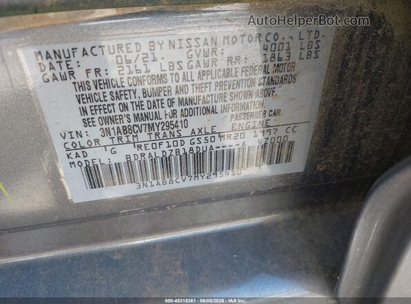 3N1AB8CV7MY295410 2021 NISSAN SENTRA Black Вид підкапотного простору