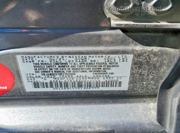 3N1AB8CV7MY302999 2021 NISSAN SENTRA Gray Вид підкапотного простору