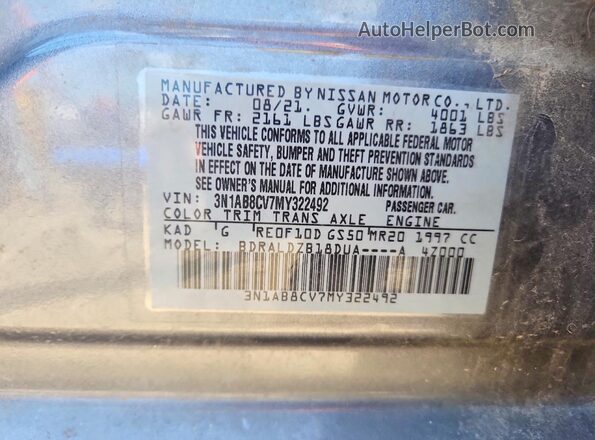 3N1AB8CV7MY322492 2021 NISSAN SENTRA Серый 