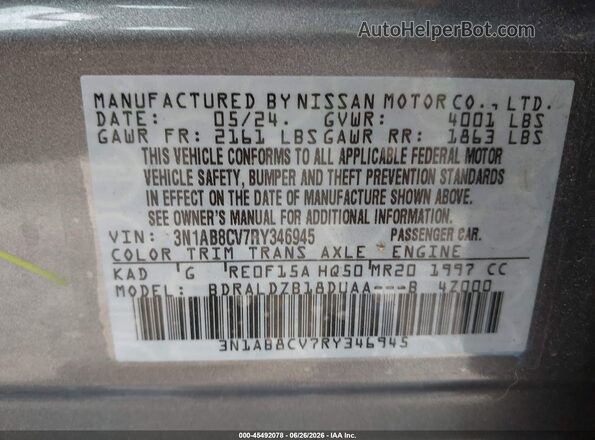 3N1AB8CV7RY346945 2024 NISSAN SENTRA Gray Widok komory silnika