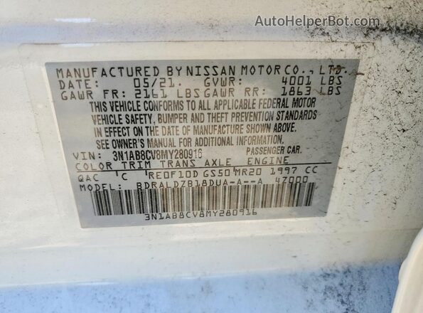3N1AB8CV8MY280916 2021 NISSAN SENTRA Белый Вид подкапотного пространства
