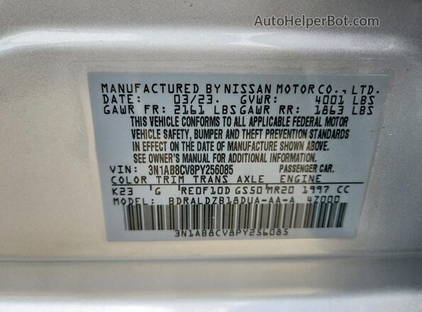 3N1AB8CV8PY256085 2023 NISSAN SENTRA Gray Engine compartment view
