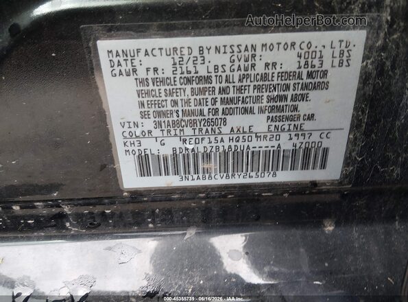3N1AB8CV8RY265078 2024 NISSAN SENTRA Black Engine compartment view