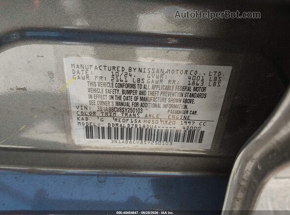 3N1AB8CV8SY250103 2025 NISSAN SENTRA Gray ძრავის განყოფილების ხედი