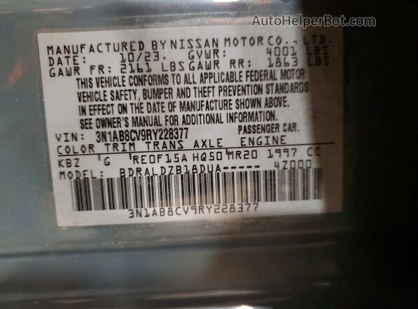 3N1AB8CV9RY228377 2024 NISSAN SENTRA Gray VIN կոդի պիտակի տեսք