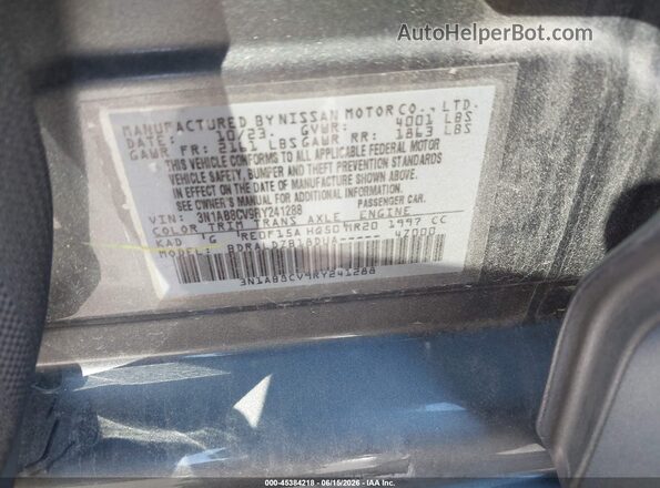 3N1AB8CV9RY241288 2024 NISSAN SENTRA Gray Вид підкапотного простору