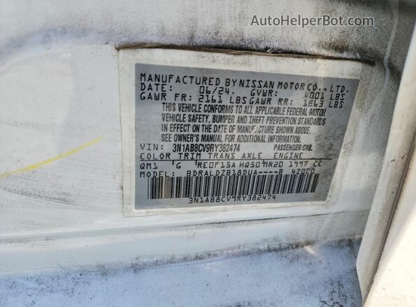 3N1AB8CV9RY382474 2024 NISSAN SENTRA White VIN sticker view