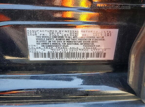 3N1AB8CV9SY213545 2025 NISSAN SENTRA Черный Вид наклейки с VIN-кодом