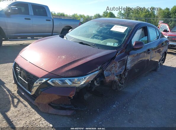3N1AB8CVXMY319439 2021 NISSAN SENTRA Темно-бордовый Передняя левая четверть