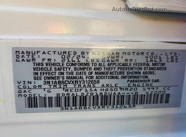 3N1AB8CVXRY312658 2024 NISSAN SENTRA White 