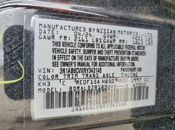 3N1AB8CVXRY343148 2024 NISSAN SENTRA Black ძრავის განყოფილების ხედი
